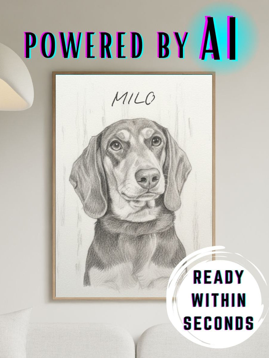 Custom Pet Portraits Framed Poster - Powered By AI