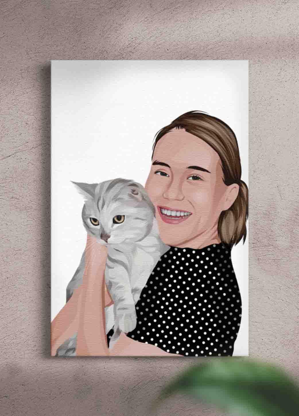 Human and Pet Design - Custom Canvas Portrait - NextGenPaws Pet Portraits