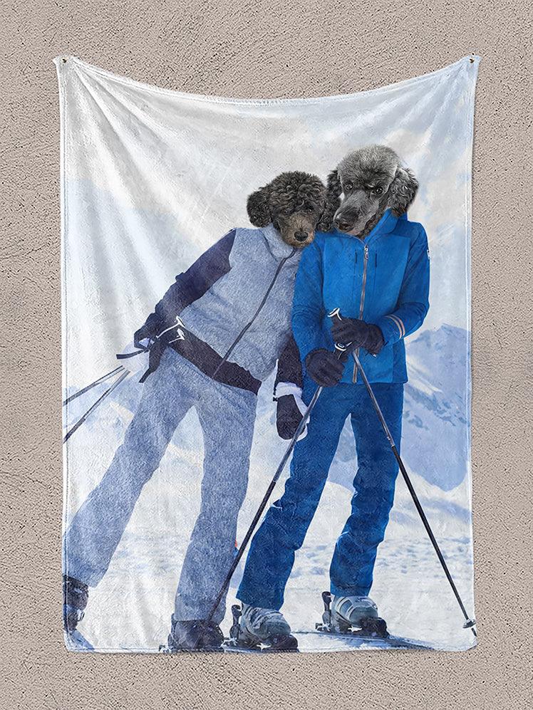 The Skiers - Custom Sibling Pet Blanket - NextGenPaws Pet Portraits
