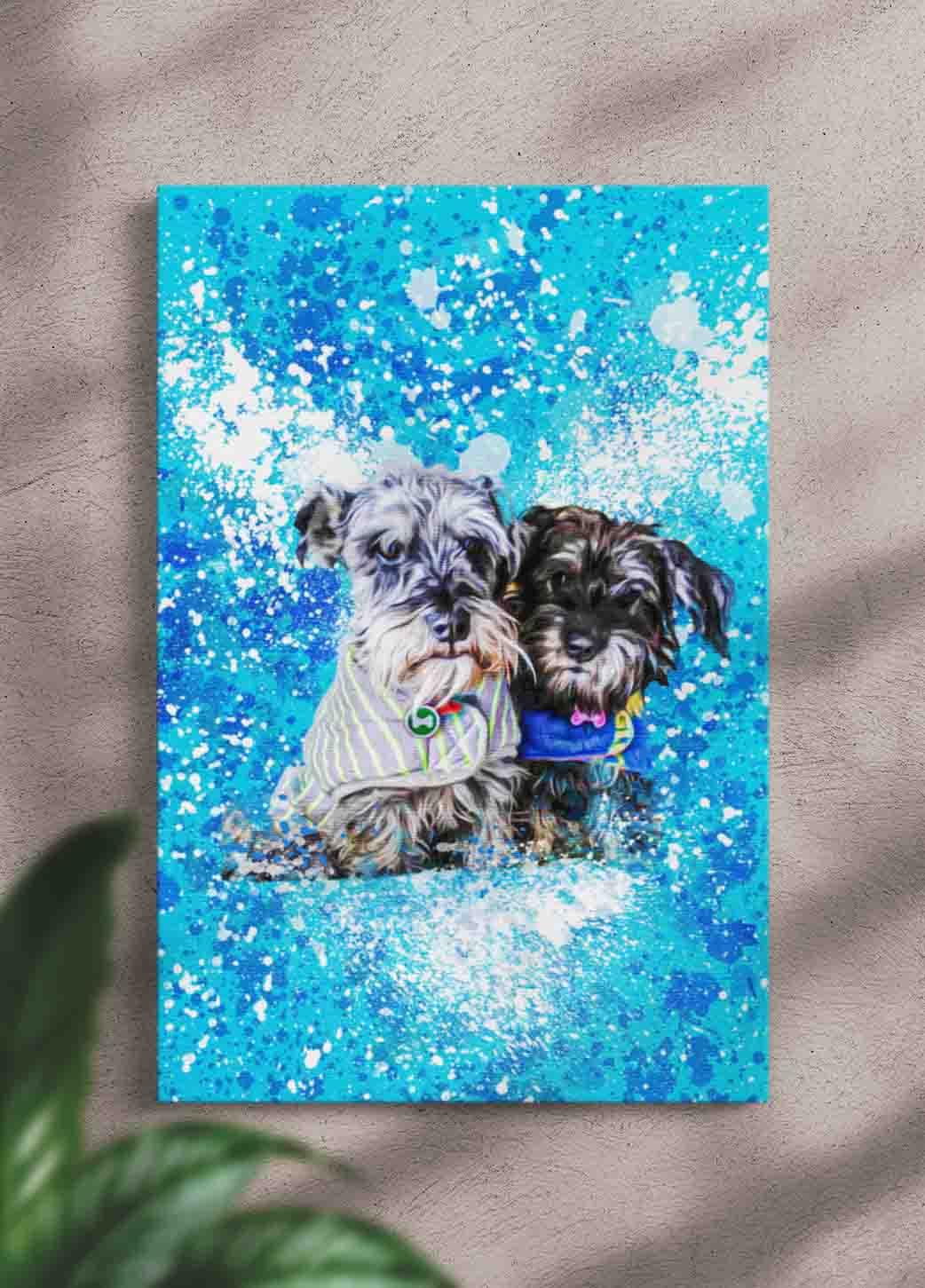 Splash Oil Painting Sibling - Custom Pet Portrait - NextGenPaws Pet Portraits