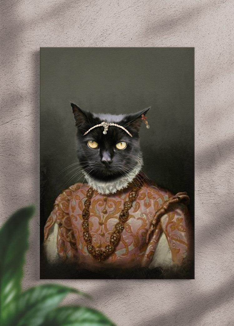 The Dame with Hairpiece - Custom Pet Portrait - NextGenPaws Pet Portraits