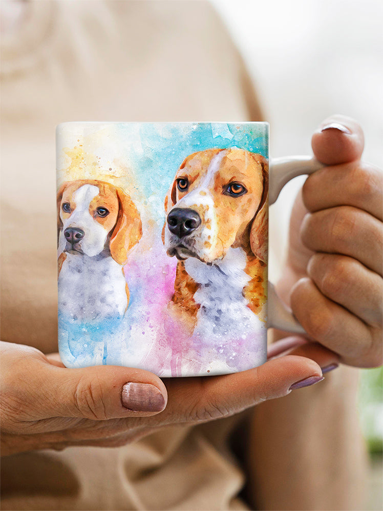 Vibrant WaterColour Sibling - Custom Pet Mug
