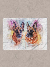 Load image into Gallery viewer, Vibrant WaterColour Sibling - Custom Pet Blanket
