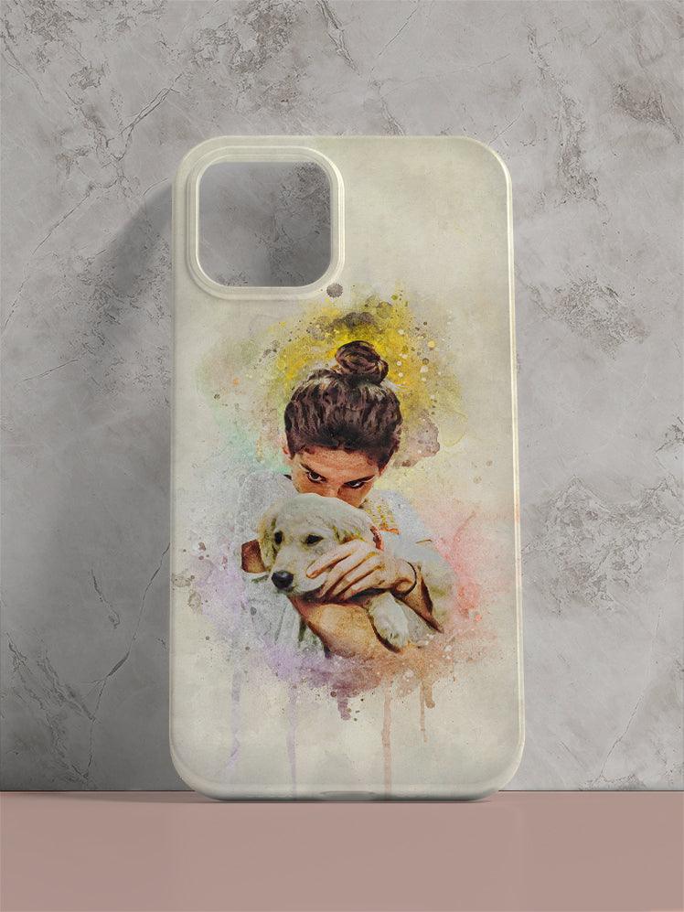 WaterColour Human and Pet - Custom Sibling Phone Cases - NextGenPaws Pet Portraits