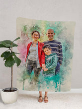 Load image into Gallery viewer, WaterColour Human and Pet - Custom Sibling Pet Blanket - NextGenPaws Pet Portraits