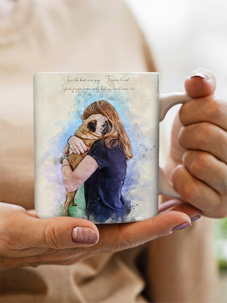 WaterColour Human and Pet - Custom Sibling Pet Mug - NextGenPaws Pet Portraits