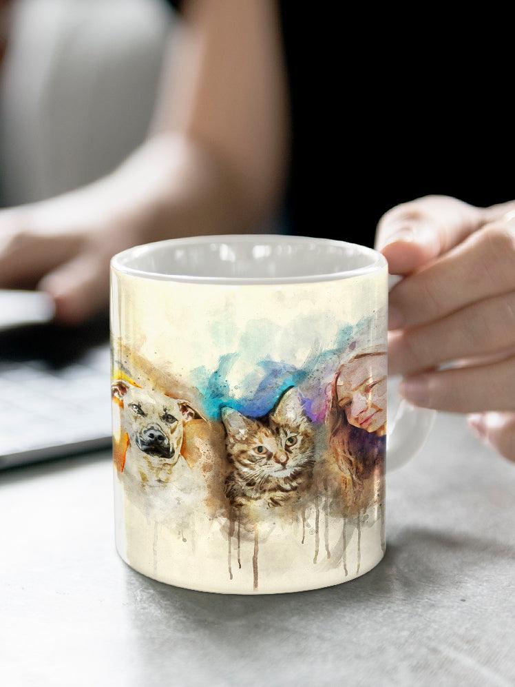 WaterColour Human and Pet - Custom Sibling Pet Mug - NextGenPaws Pet Portraits