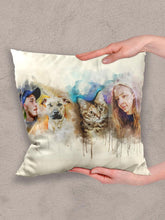 Load image into Gallery viewer, WaterColour Human and Pet - Custom Sibling Pet Pillow - NextGenPaws Pet Portraits