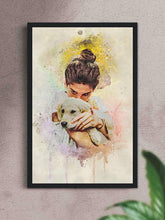 Load image into Gallery viewer, WaterColour Human and Pet - Custom Sibling Pet Poster - NextGenPaws Pet Portraits
