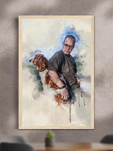 Load image into Gallery viewer, WaterColour Human and Pet - Custom Sibling Pet Poster - NextGenPaws Pet Portraits