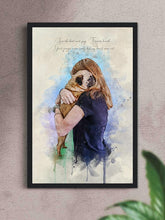 Load image into Gallery viewer, WaterColour Human and Pet - Custom Sibling Pet Poster - NextGenPaws Pet Portraits
