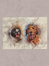 Load image into Gallery viewer, WaterColour Sibling - Custom Pet Blanket - NextGenPaws Pet Portraits
