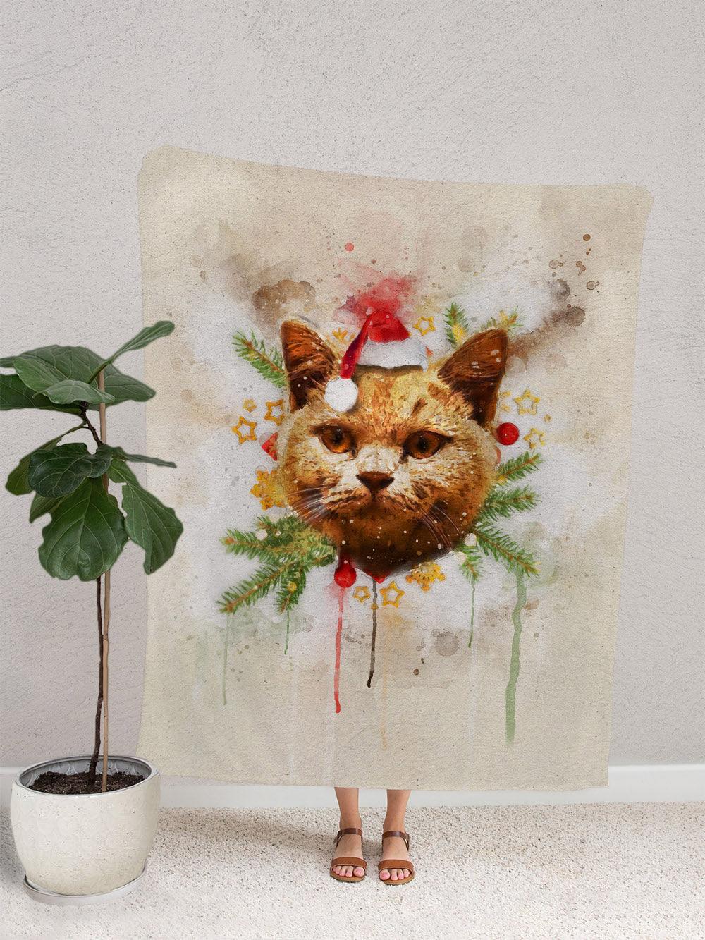 WaterColour Christmas - Custom Pet Blanket - NextGenPaws Pet Portraits