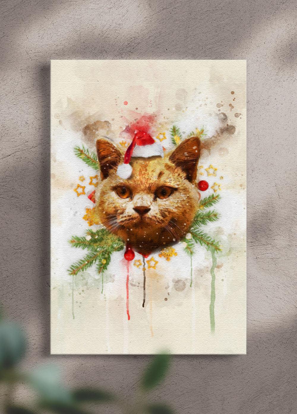 WaterColour Christmas- Custom Pet Portrait - NextGenPaws Pet Portraits