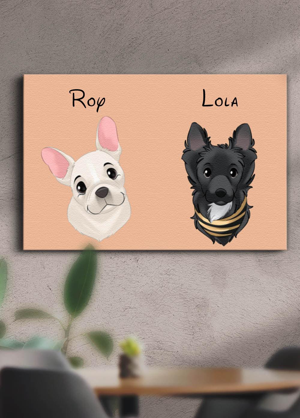 Cartoon Style Sibling - Custom Pet Canvas - NextGenPaws Pet Portraits