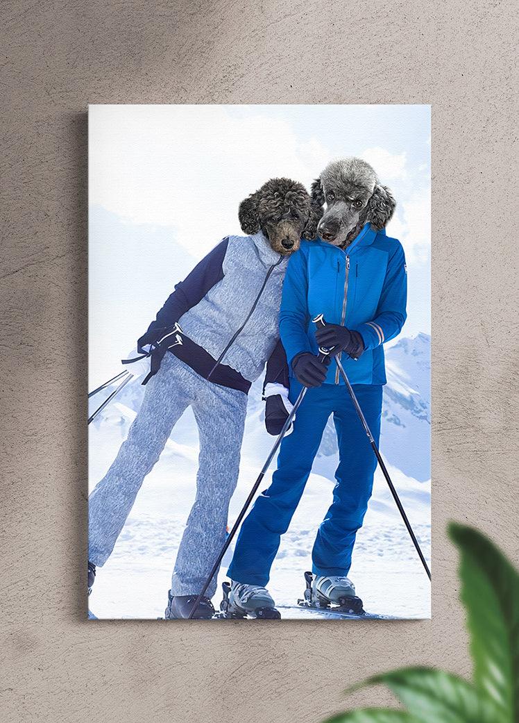 The Skiers - Custom Sibling Pet Portrait - NextGenPaws Pet Portraits