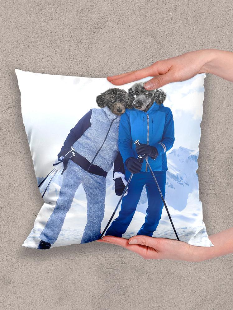 The Skiers - Custom Sibling Pet Pillow - NextGenPaws Pet Portraits