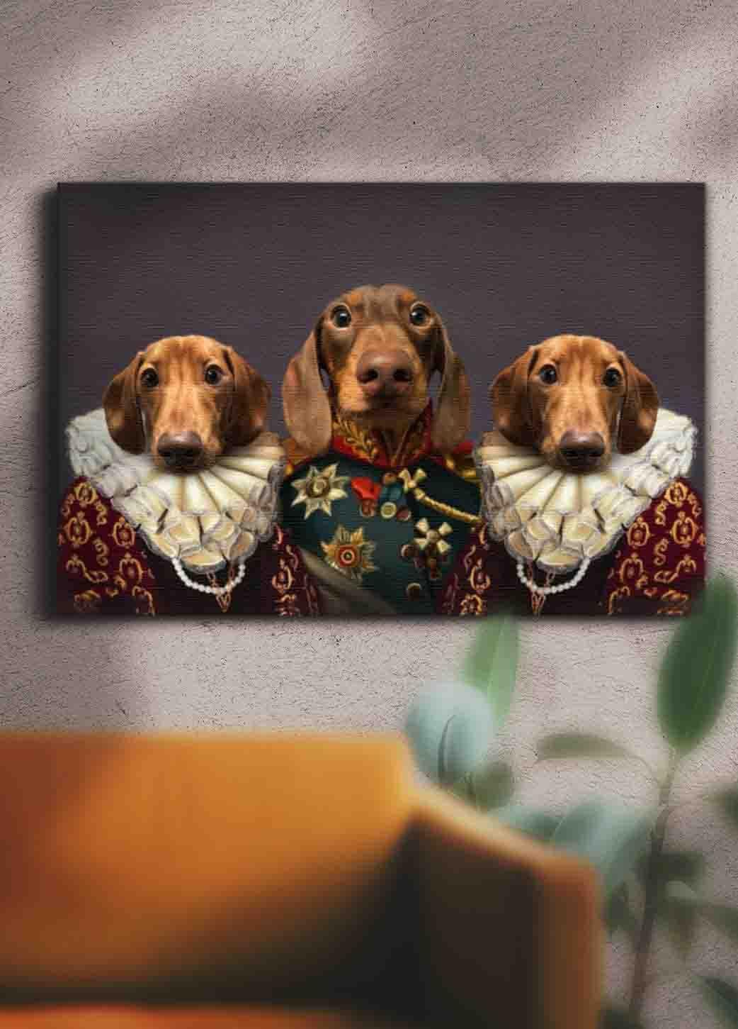 The Royal Trio - Custom Sibling Pet Portrait - NextGenPaws Pet Portraits