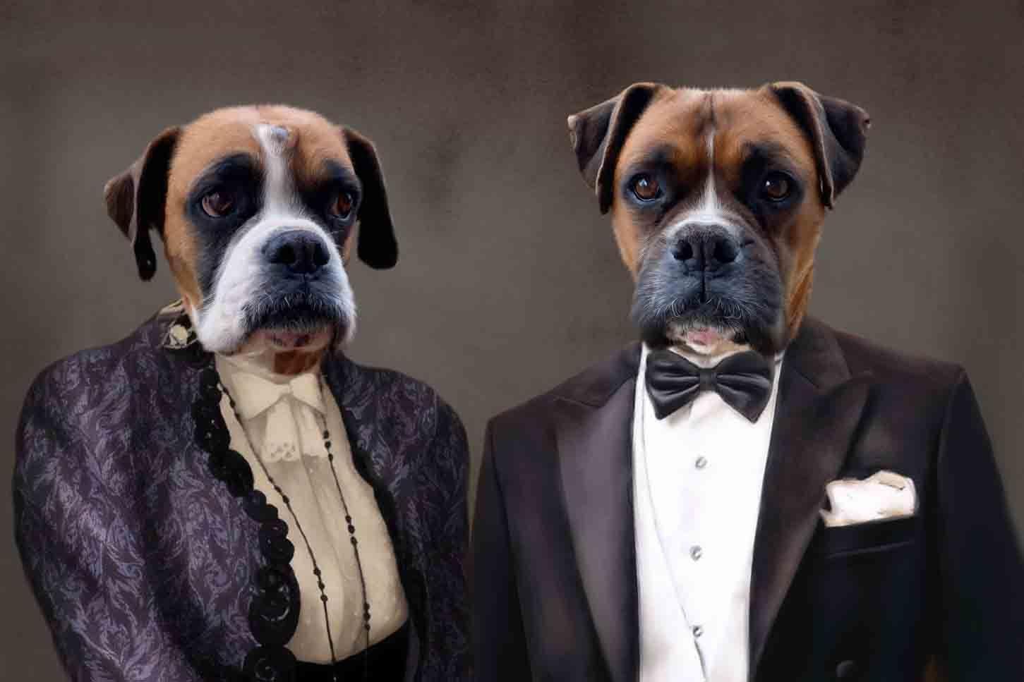 The Chic Couple - Custom Sibling Pet Portrait - NextGenPaws Pet Portraits