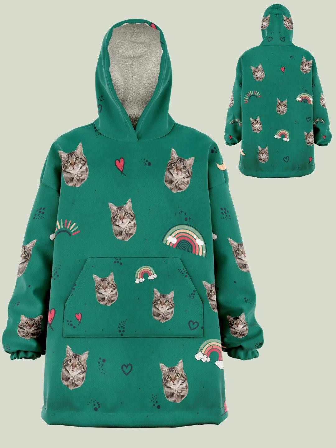 Green deals cat hoodie