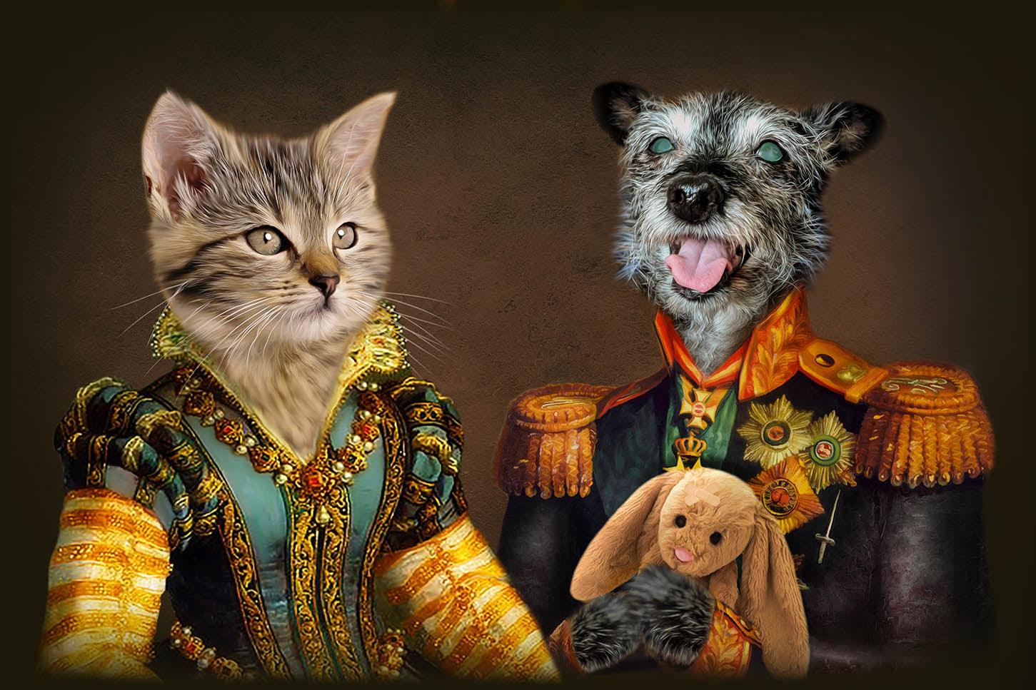 The Colourful Couple - Custom Sibling Pet Portrait - NextGenPaws Pet Portraits