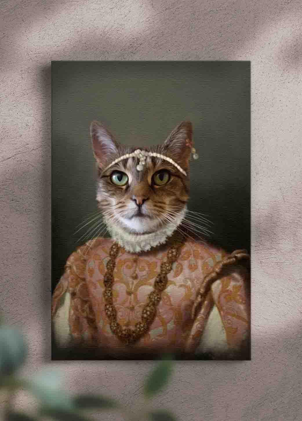 The Dame with Hairpiece - Custom Pet Portrait - NextGenPaws Pet Portraits