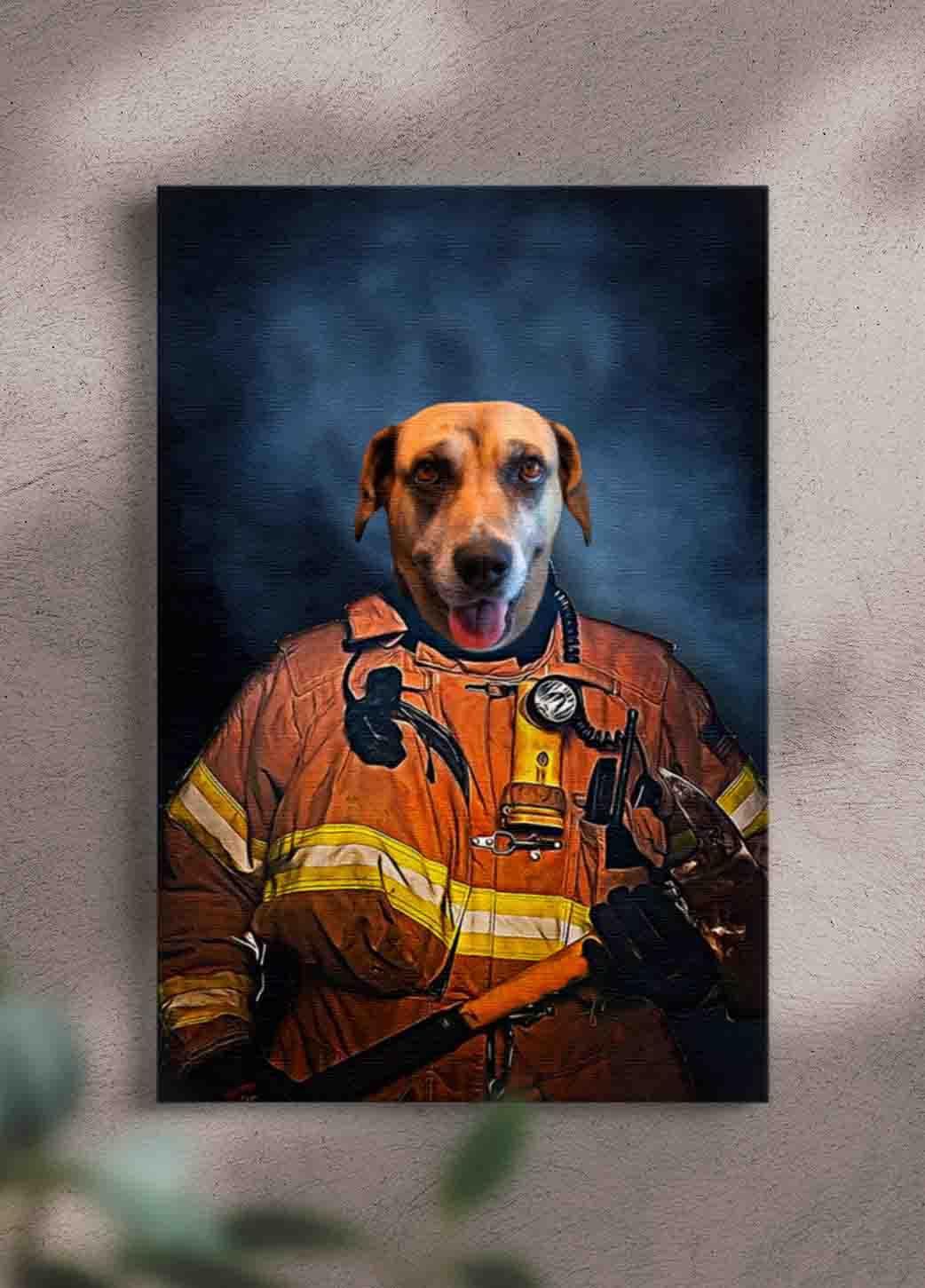 The Firefighter - Custom Pet Canvas - NextGenPaws Pet Portraits