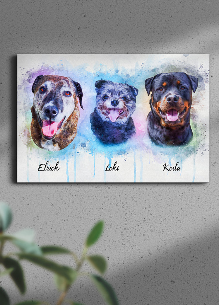 Vibrant WaterColour Sibling - Custom Pet Portrait