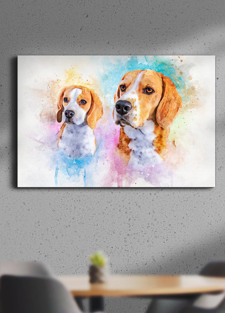 Vibrant WaterColour Sibling - Custom Pet Portrait