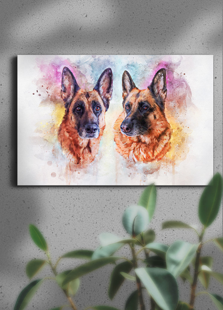 Vibrant WaterColour Sibling - Custom Pet Portrait
