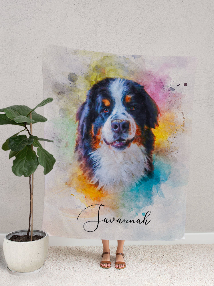 Vibrant WaterColour - Custom Pet Blanket