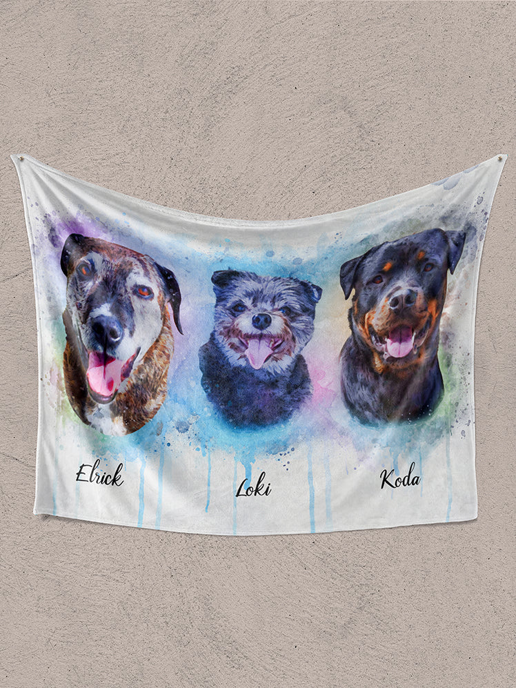 Vibrant WaterColour Sibling - Custom Pet Blanket