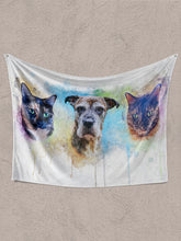 Load image into Gallery viewer, Vibrant WaterColour Sibling - Custom Pet Blanket
