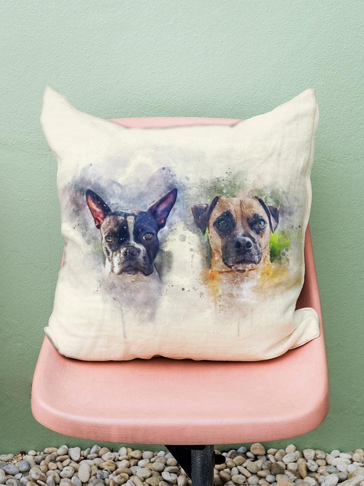 WaterColour Sibling - Custom Pet Pillow - NextGenPaws Pet Portraits