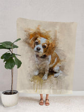 Load image into Gallery viewer, WaterColour - Custom Pet Blanket - NextGenPaws Pet Portraits
