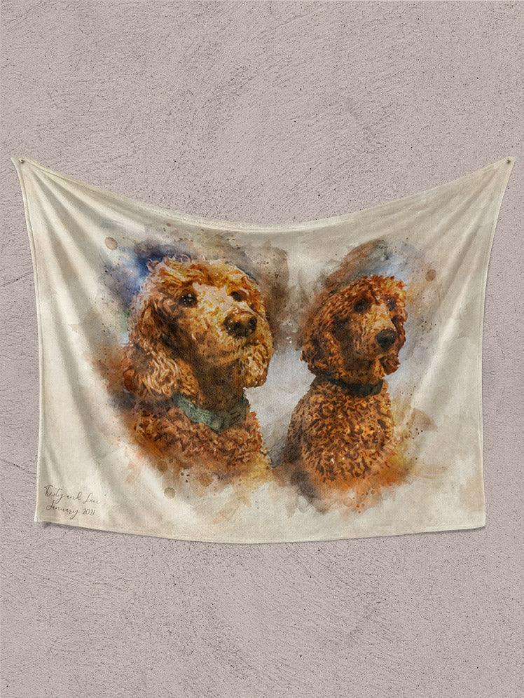 WaterColour Sibling - Custom Pet Blanket - NextGenPaws Pet Portraits