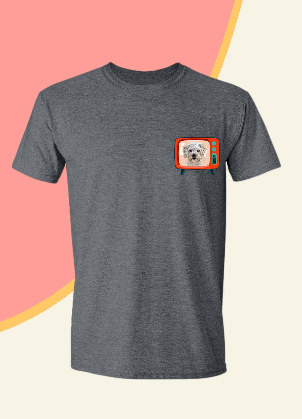 Retro TV Pocket - Unisex Custom Pet TShirt - NextGenPaws Pet Portraits
