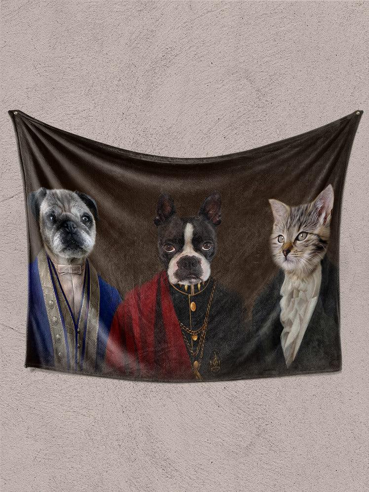 The Noble Trio - Custom Sibling Pet Blanket - NextGenPaws Pet Portraits
