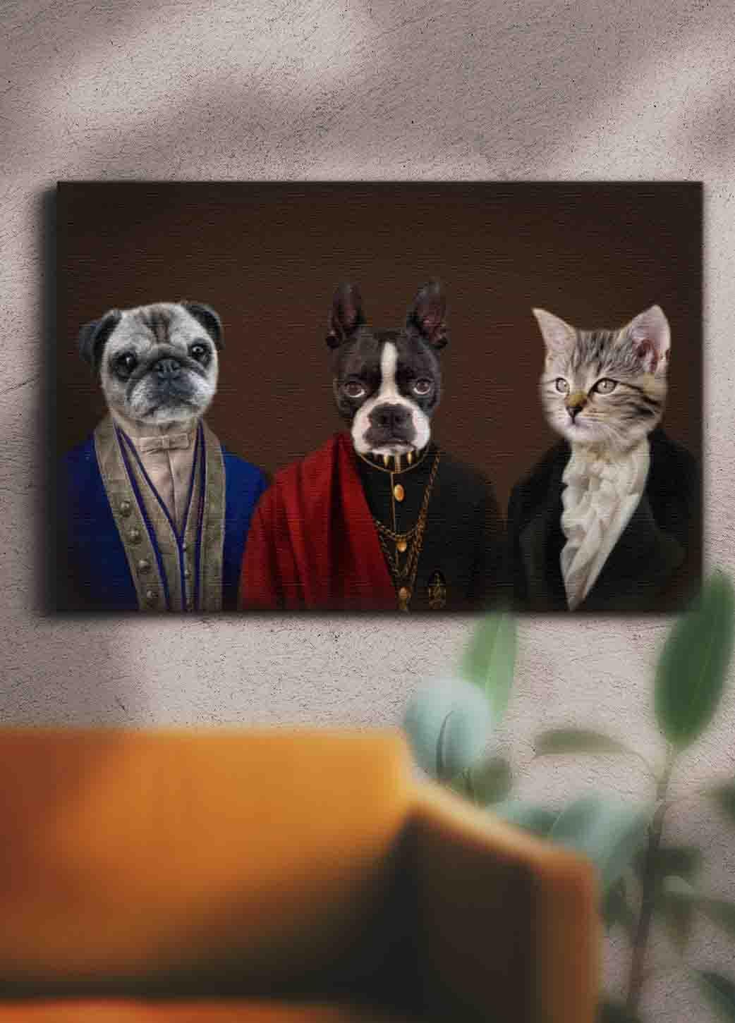 The Noble Trio - Custom Sibling Pet Portrait - NextGenPaws Pet Portraits